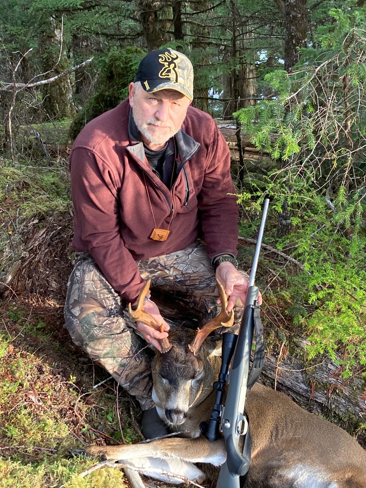 Dan Bunker with blacktail buck taken with AKTIS deer call
